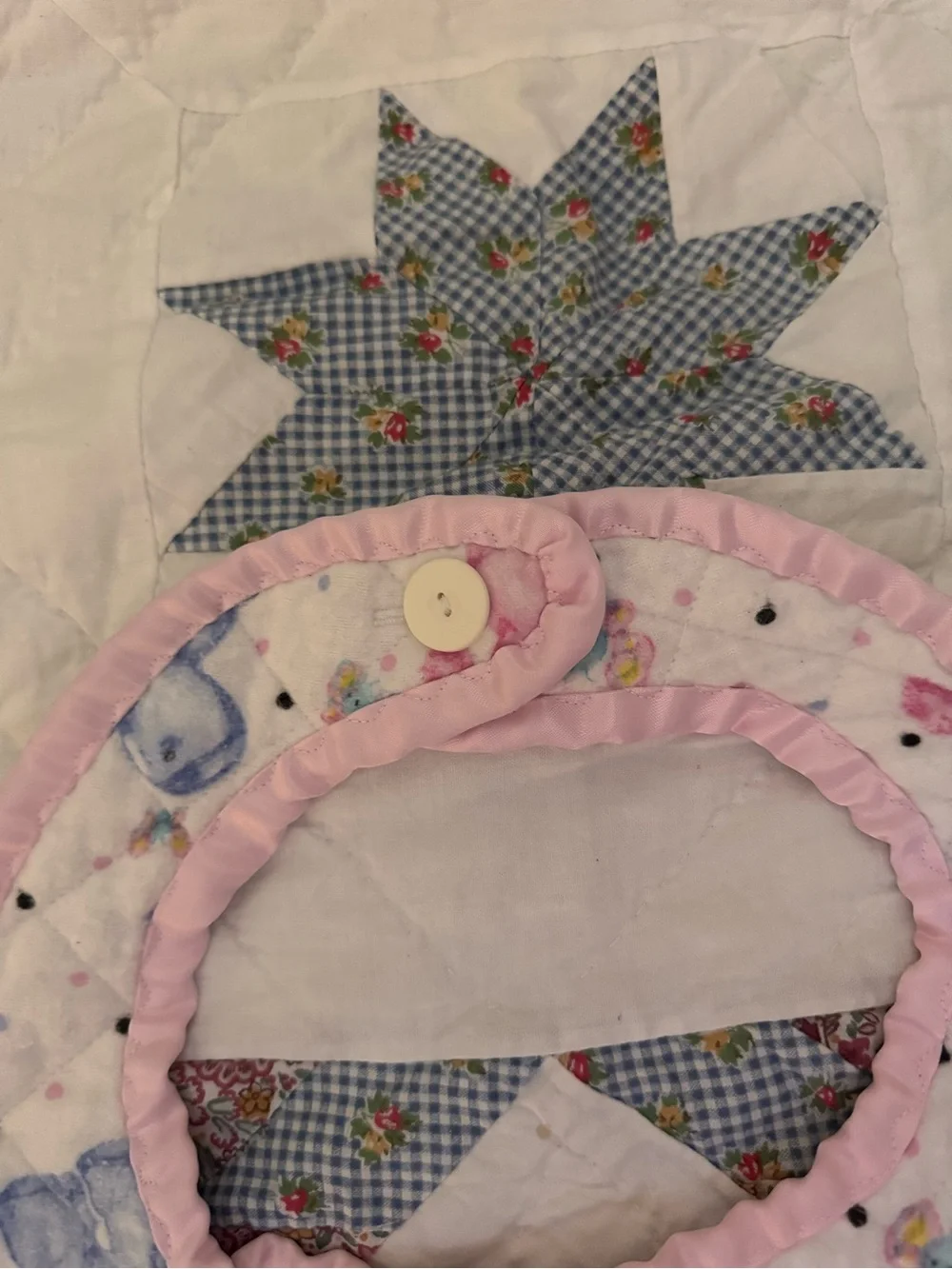 Handmade Baby Bib and Burp Cloth Set - Pink, Blue, Teal Pony Print